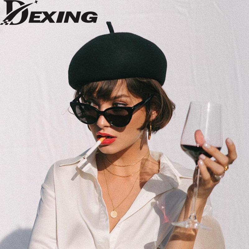 Béret en laine pour femmes, solide et chaud, bérets français, fascinateur, chapeau en feutre pour femmes, vente en gros, casquettes d'hiver