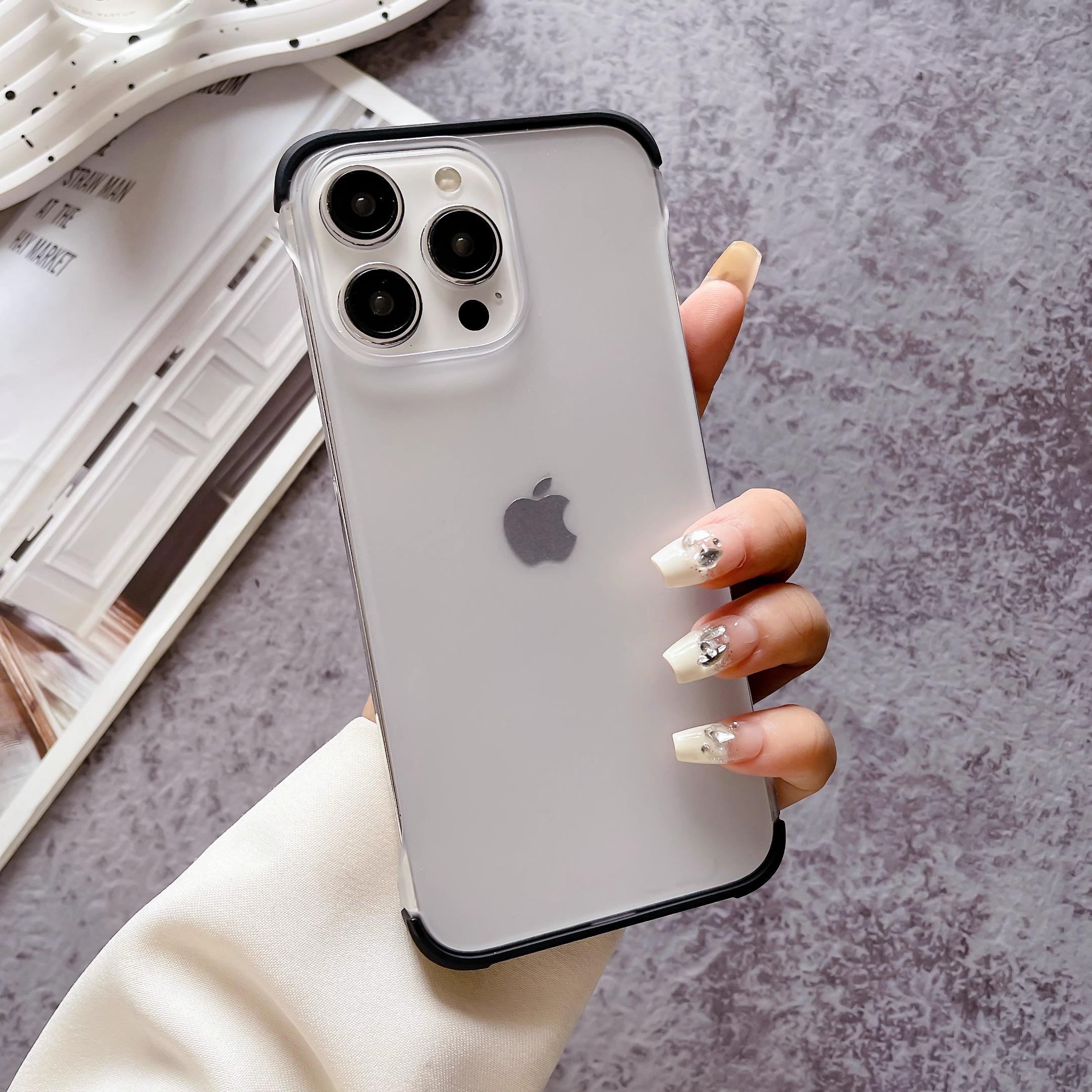 

Ultra thin borderless clear matte phone case for iPhone 15 14 13 12 Pro Max Titanium gray heat dissipation shockproof hard cover For iPhone 12