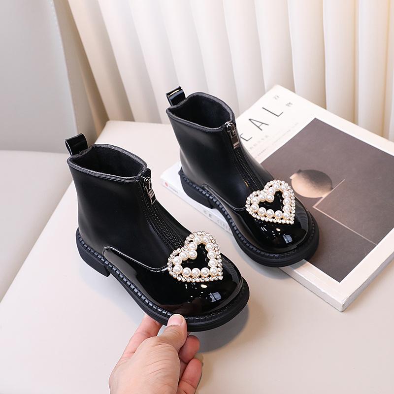 

Кожаные ботинки для девочек Осень и Зима Детские модные ботинки Туфли принцессы Детские ботинки из мягкой кожи 32