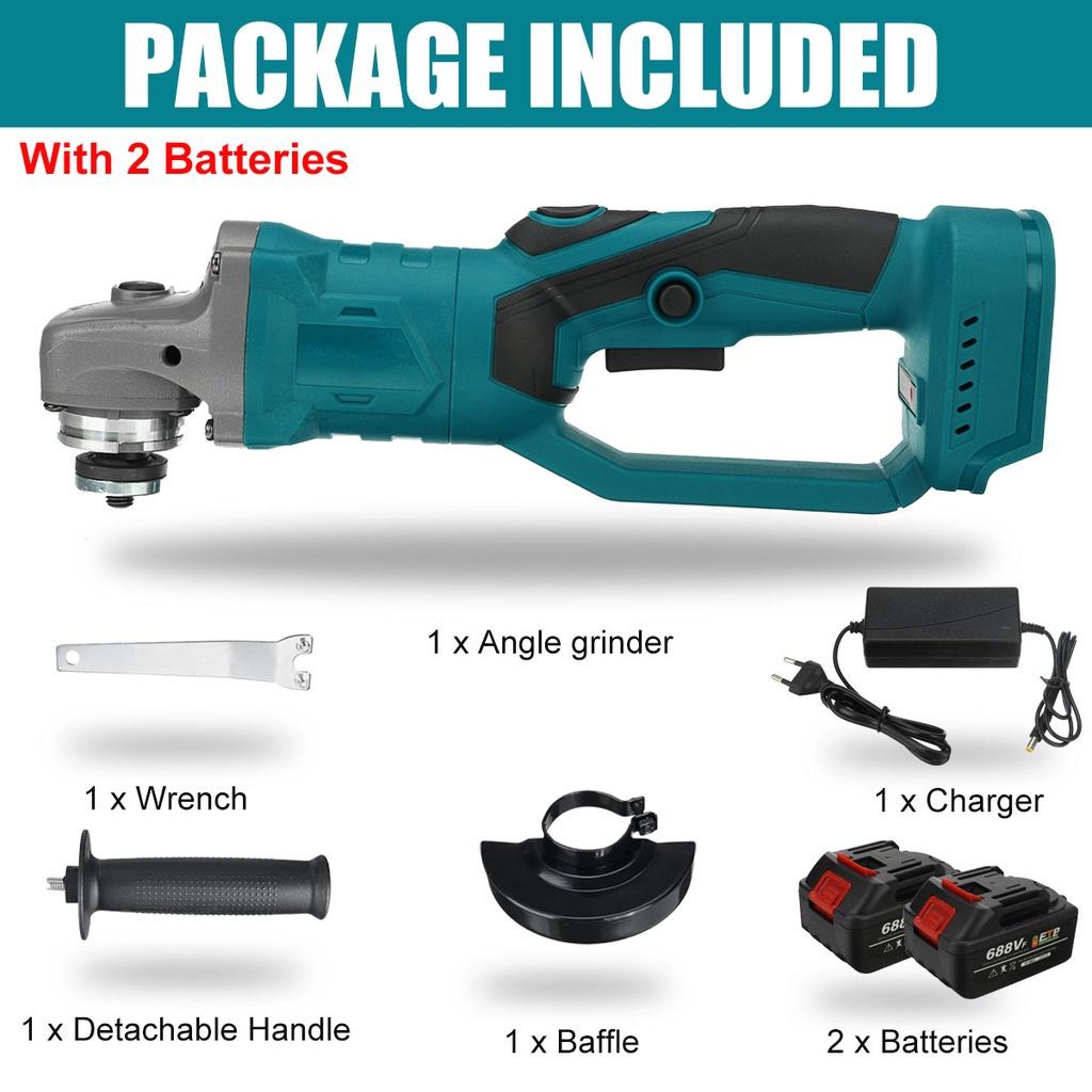 100mm Brushless Electric Angle Grinder Grinding Machine 688VF Cordless DIY Woodworking Power Tool For 25000mAh Battery 1580W