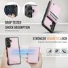 For Samsung Galaxy S25 FE Leather Back Cover JEEHOOD J06 Magnetic Phone Case with Card Bag RFID Blocking