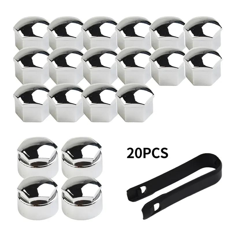 20 PCS 17mm Nut Caps Chrome Nut Cap Wheel Bolts Removal Tool Wheel Set For Any Car Wheel 17mm Bolts Or Nut Car Accessories