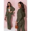Ladies Solid Color Lapel Professional Suit Temperament Elegant Double-breasted Suits Women's Two-piece Set