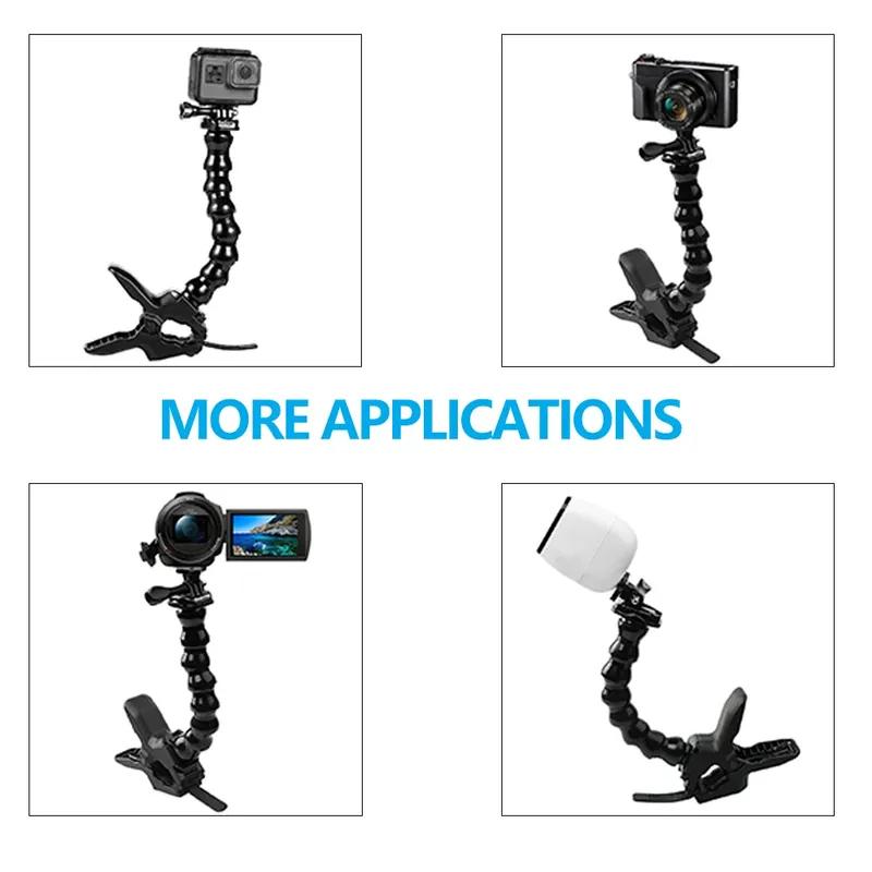 TELESIN Jaws Flex Clamp Mount Adjustable Gooseneck Mount for GoPro Hero 13 12 11 10 9 8 DJI OSMO Action 5Pro 4 3 Insta360 X5 X4