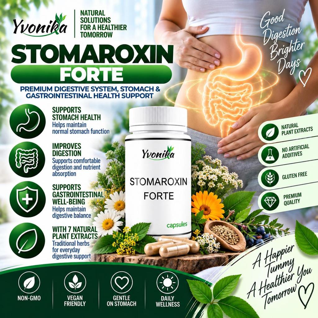 Yvonika Stomaroxin Forte – Premium Digestive System, Stomach & Gastrointestinal Health Support, 30 Capsules