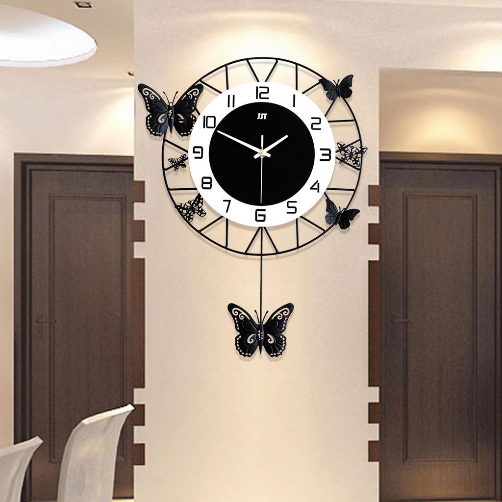 Butterfly Shaped Wall Clock, 20x13 Inches Modern Silent Non-Ticking & Easy-to-Read Metal Wall Decor for Living Room Office Decor