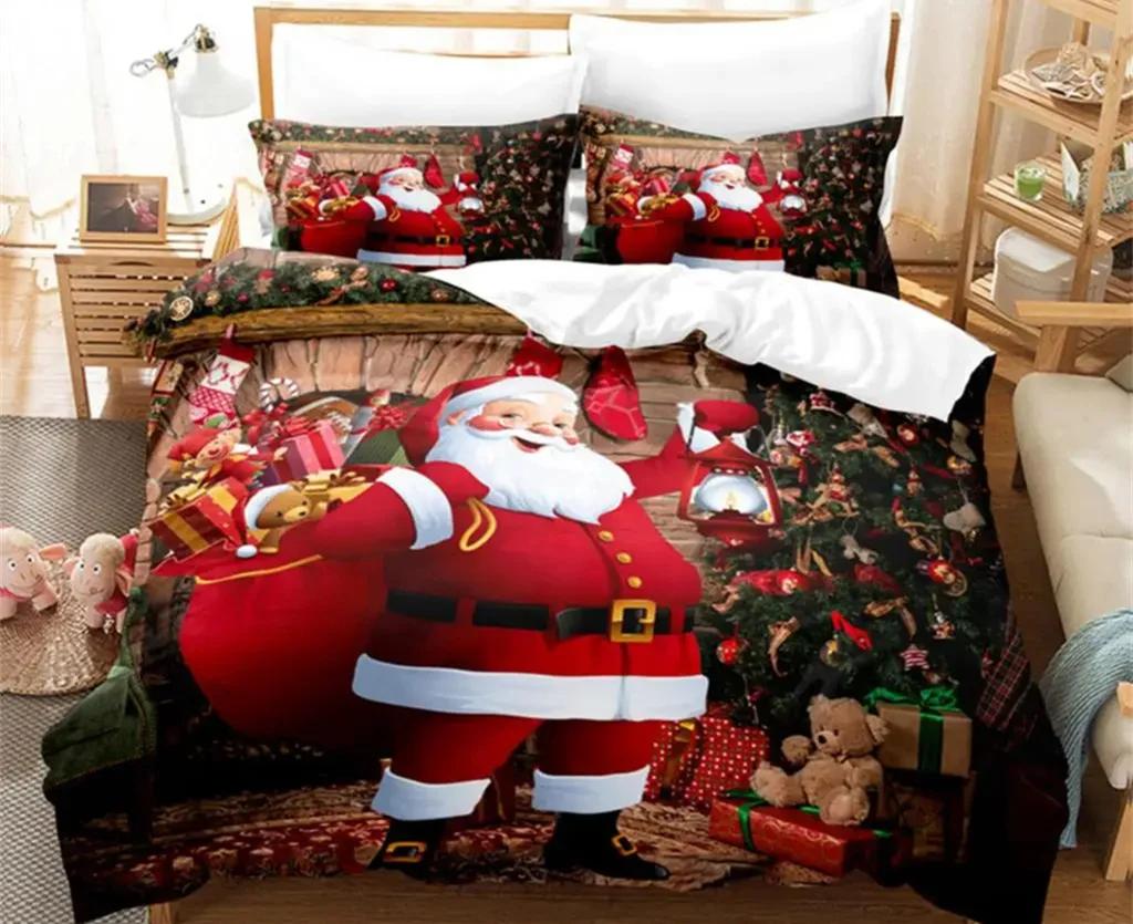 Christmas Quilt Cover Bedding Set Duvet Comforter Pillow Case Twin Queen King Double Full Single 3Pcs Bedroom Decor Women Gift