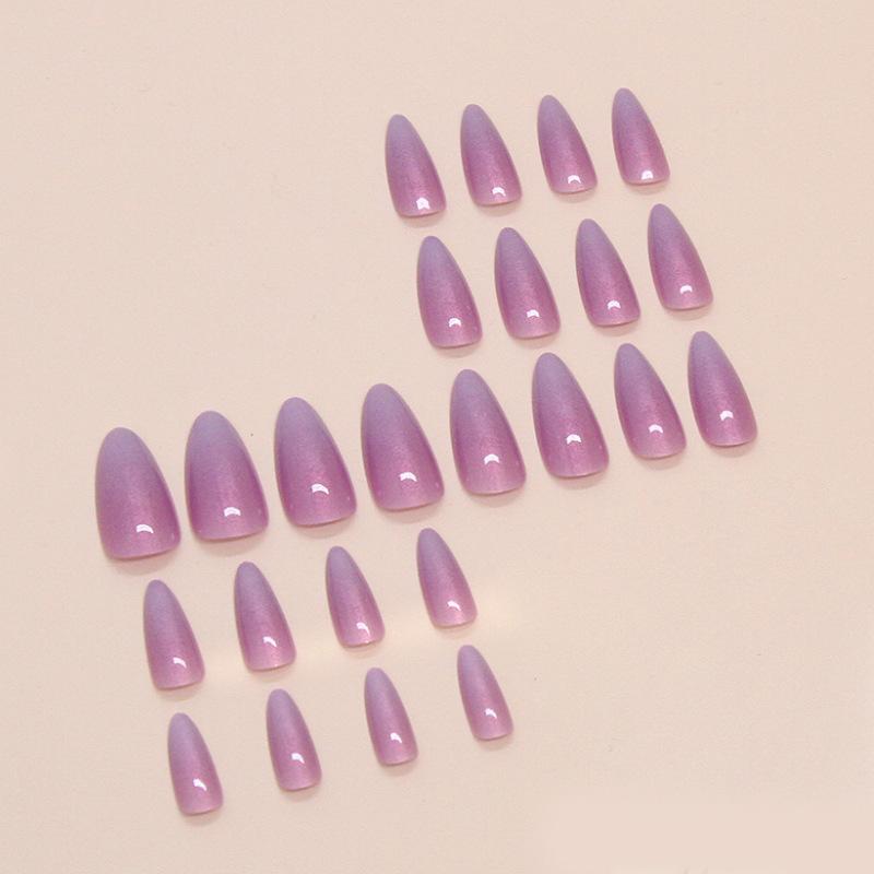 Fake Nails Wear Nail Fake Nails Solid Color Purple Red Fluorescence Detachable Nail Patch Nail Patch 24 Pieces