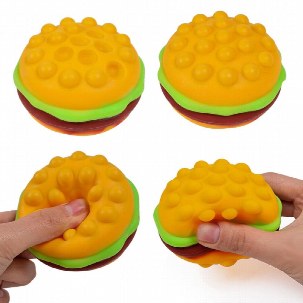 Pop Burger Stress Ball 3D Squishy Hamburger Fidget Toys Silicone Decompression Silicone Squeeze Fidget Ball Fidget Sensory Toy