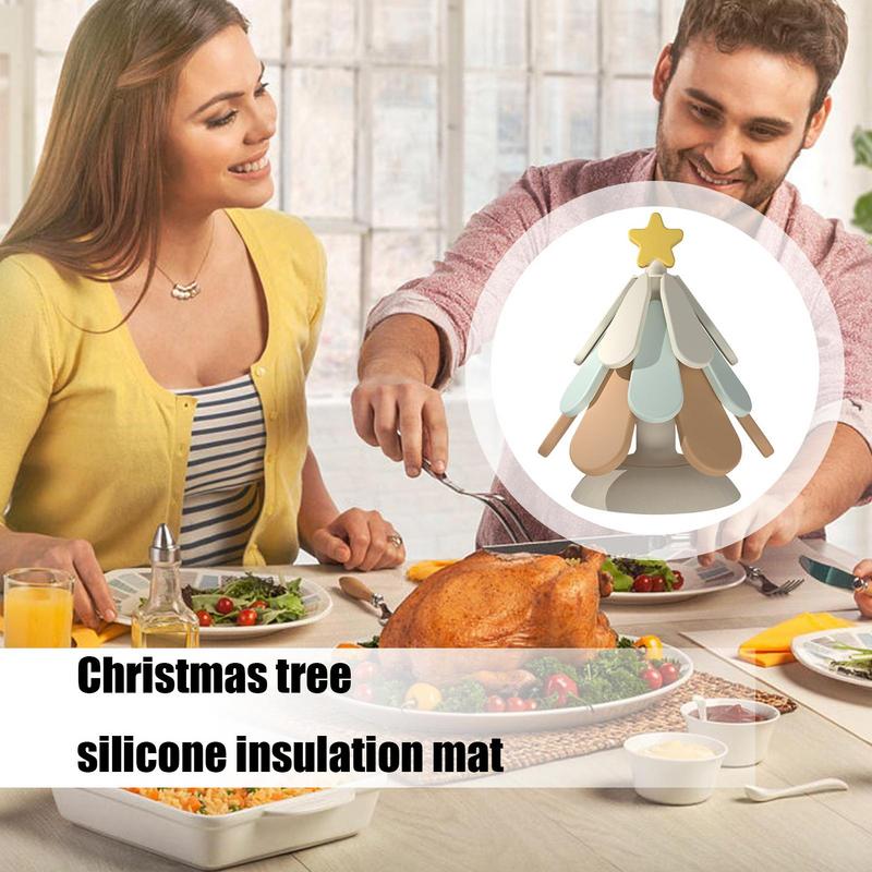 Multifunctional Silicone Mat Insulation Mat Christmas Tree Insulation Mat with Suction Cup Kitchen Cooking Gadgets