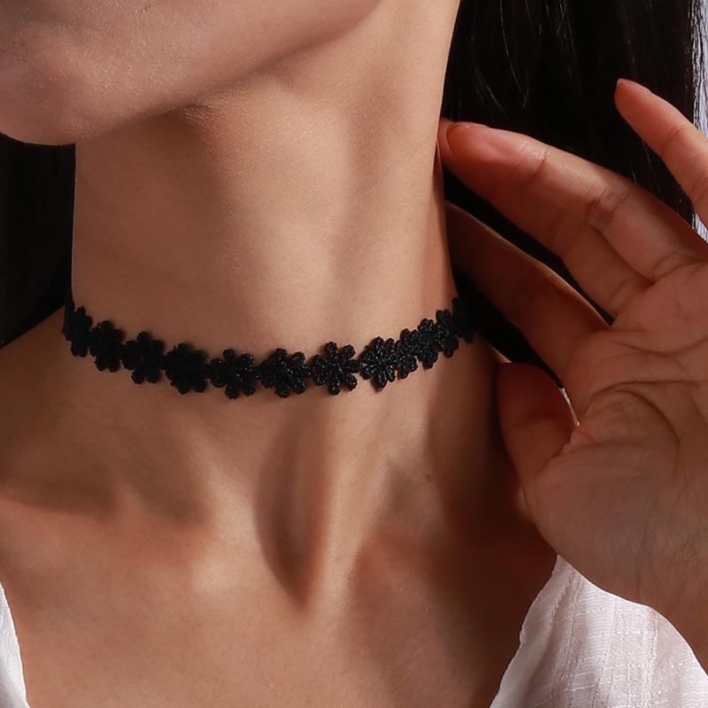 Gotische schwarze Spitze Halskette für Damen Boho Choker Halsketten Steampunk Club Party Schmuck Geschenke