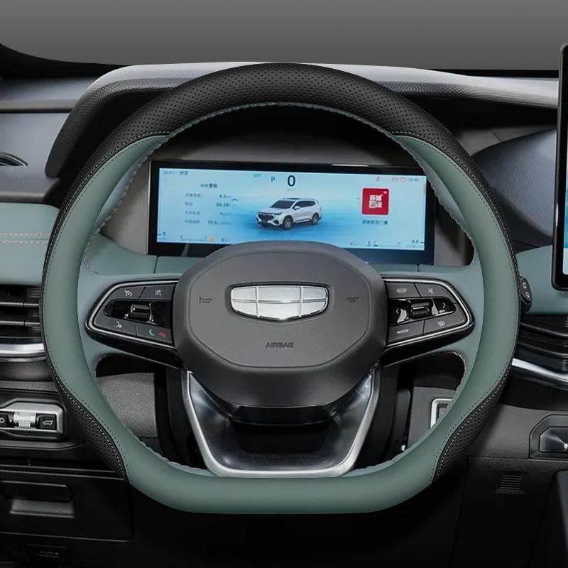 Leather Car Steering Wheel Cover for Geely Coolray Preface Monjaro Starray Emgrand Cityray Boyue L Okovango Accessory 2025 2026