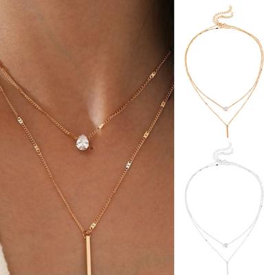 Necklace Multilayer Adjustable Electroplating Personalized Geometric Pendant Decorate Hypoallergenic Layering Long Necklace Jewelry