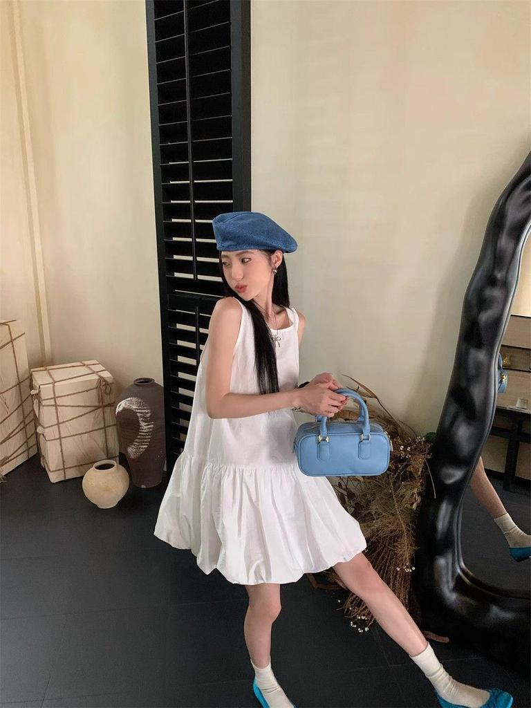 Petite Women's Elegant Summer Dress with Lining & Zipper - Loose, Bud-Shaped Short Skirt