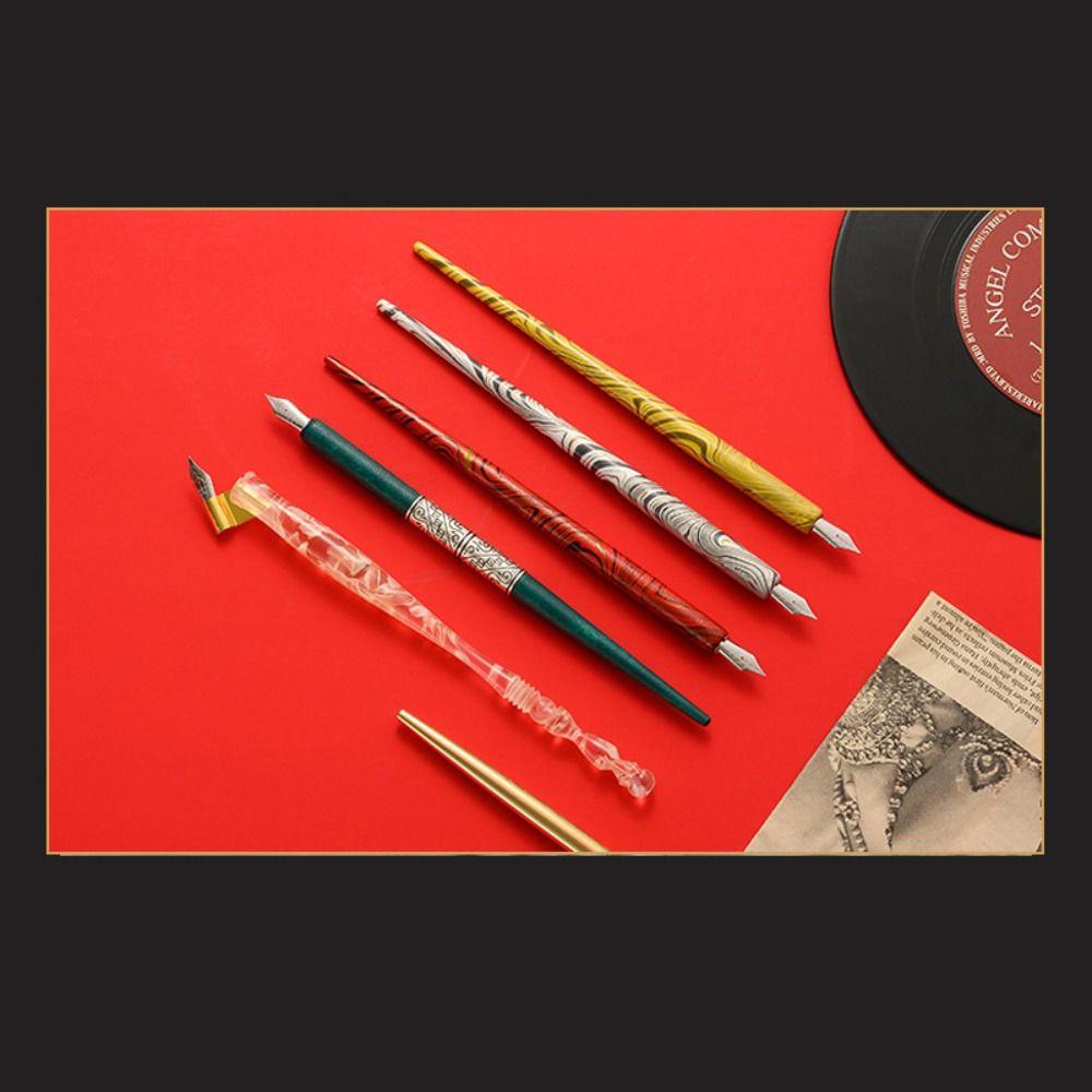 Stainless Steel Tip Dip Pen Kit With Holder Comic Dip Pen Portable Signature Pen  Students