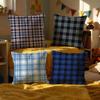 Checkered Pattern Cushion Cover Set of 4 Decorative Short Plush Pillow Covers for Sofa, Soft  Cushion Case Cm