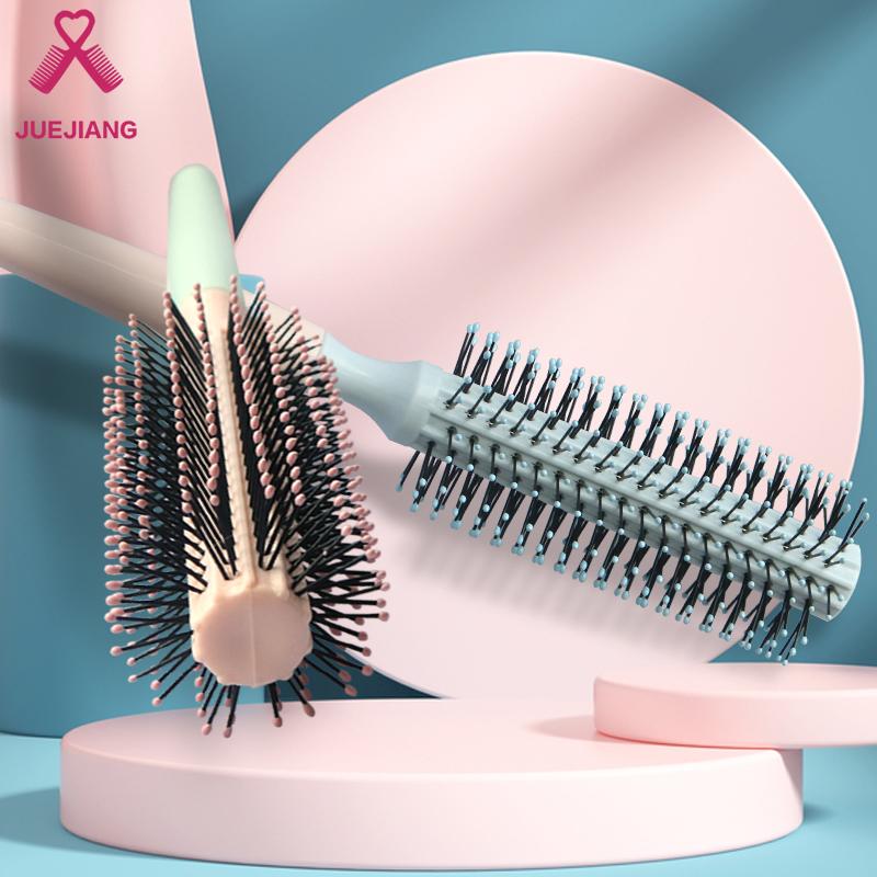 Super Hair Brush Plastic Barrel with Nylon Bristles with Anti Slip Handle Small Volumizing Hair Brush Comb