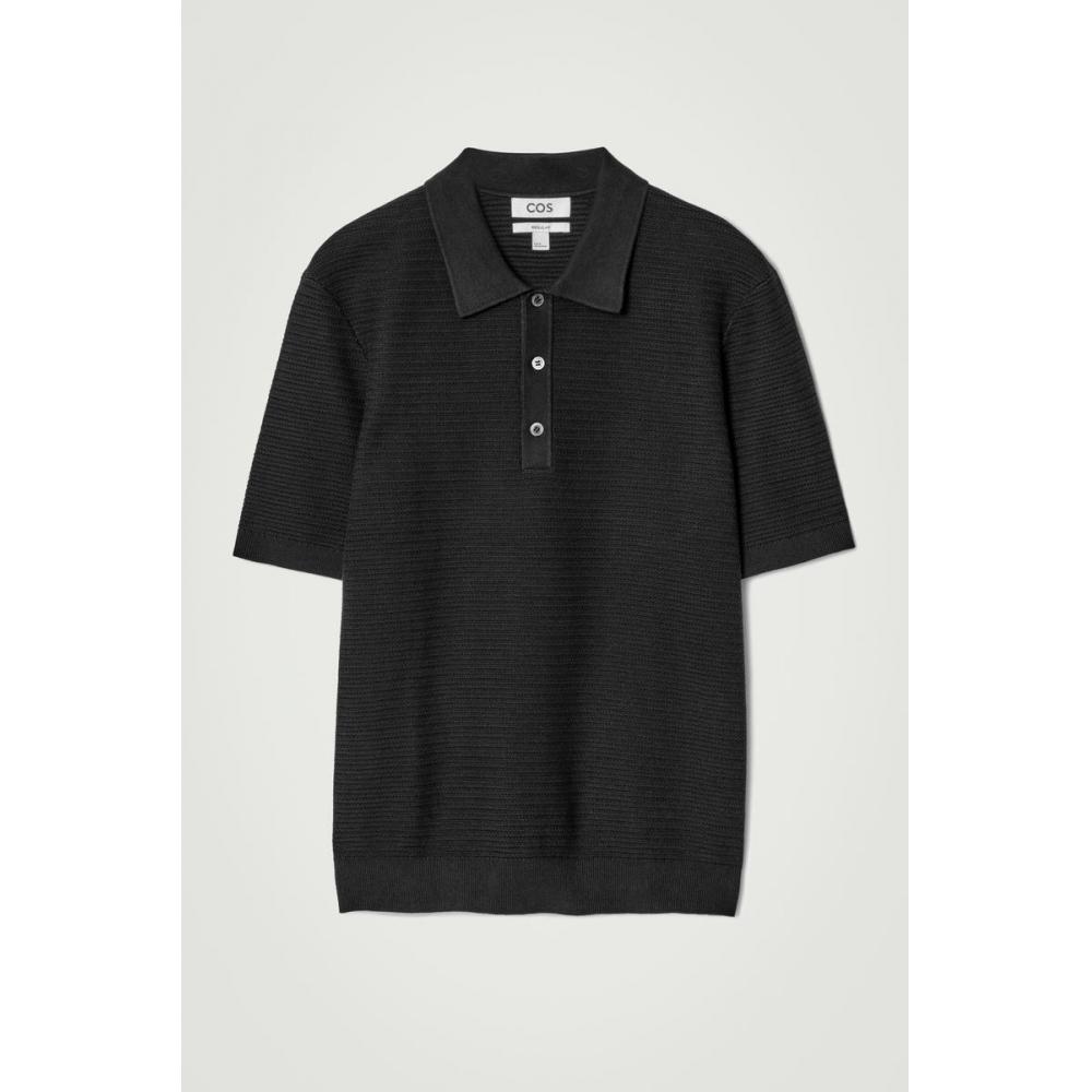 

COS Рубашка поло из японского трикотажного хлопка BLACK/XS