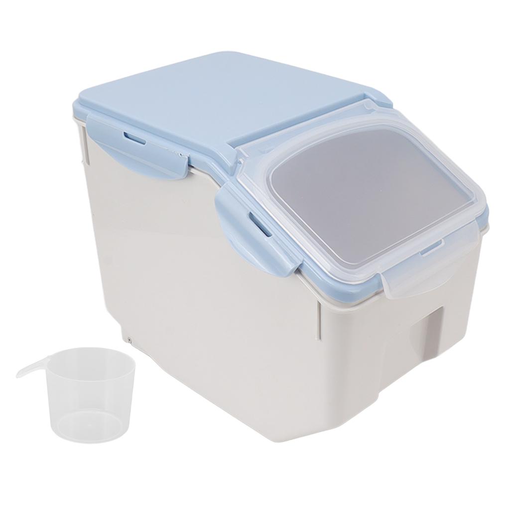 Rice Storage Container with Cup Airtight Sealed Food Grain Organizer Plastic Kitchen Supplies