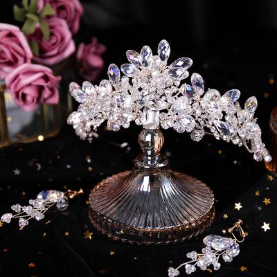 Lussuoso Set di Cerchietto da Sposa in Cristallo Fatto a Mano Gioielli Copricapo Corone Tiare Fiore per Capelli da Sposa Accessori per Capelli da Matrimonio