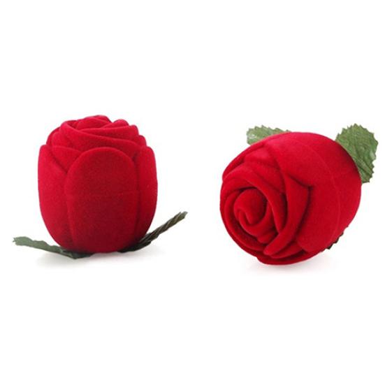 Red Rose Jewelry Box Wedding Ring Gift Case Earrings Storage Display Holder