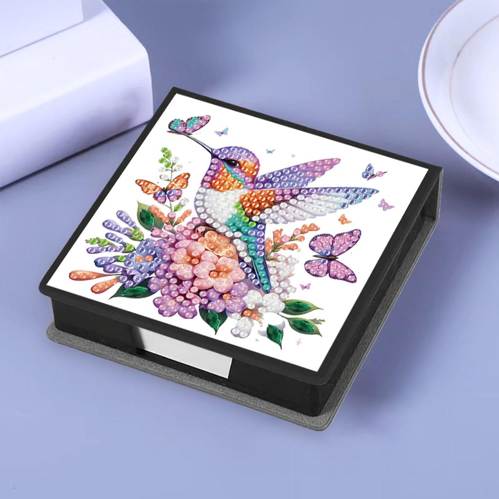 PU DIY Crystal Art Sticky Notes Holder with 160 Sheets Crystal Art Note Box for Home Office and School Supplies