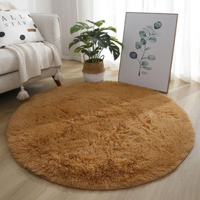 Green Round Fluffy Carpet For Kids Room Solid Plush Rug For Bedroom Room Soft Long Hair Floor Mat Circle Bathroom Cute Decoration Chair Mat