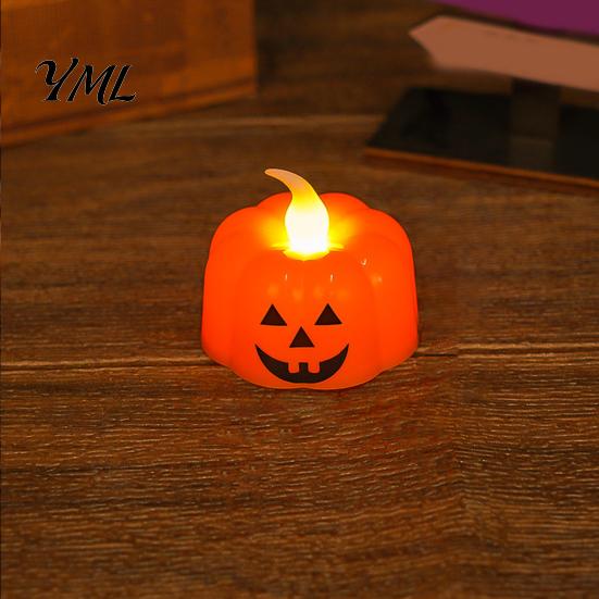 Battery Operated Pumpkin Lamps 2Pcs Halloween Flameless Candles, LED Candle, Decorative Candles Candy Bag Fillers for Light, 3D Tealight Thanksgiving