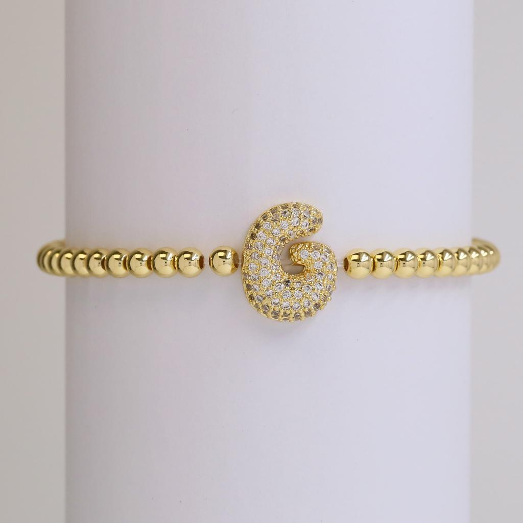 Trendy Hot Sale Hip Hop 18k Gold Plated 26 English Zircon Letters Bracelet Fashion Copper Beading Bracelet Women's Gift Jewelry