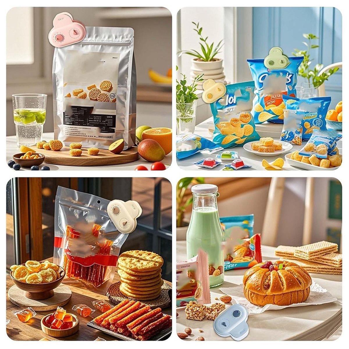 

2026 New Magnetic Chip Clips for Food Storage Adjustable with Date Stamp, Fridge Magnets,Sealing Bag Clips,Bread, and More 15pcs China Mainland