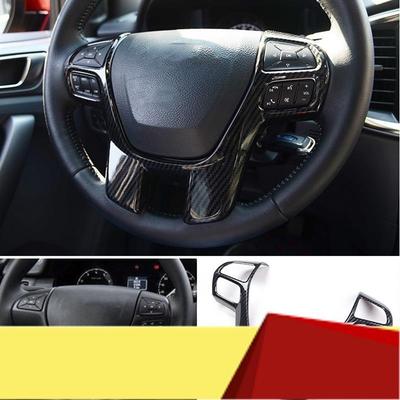 Carbon Fiber Steering Wheel Cover Trim Frame Decorator Sticker Car Accessories For Ford Ranger Everest Endeavour 2015+-M53K