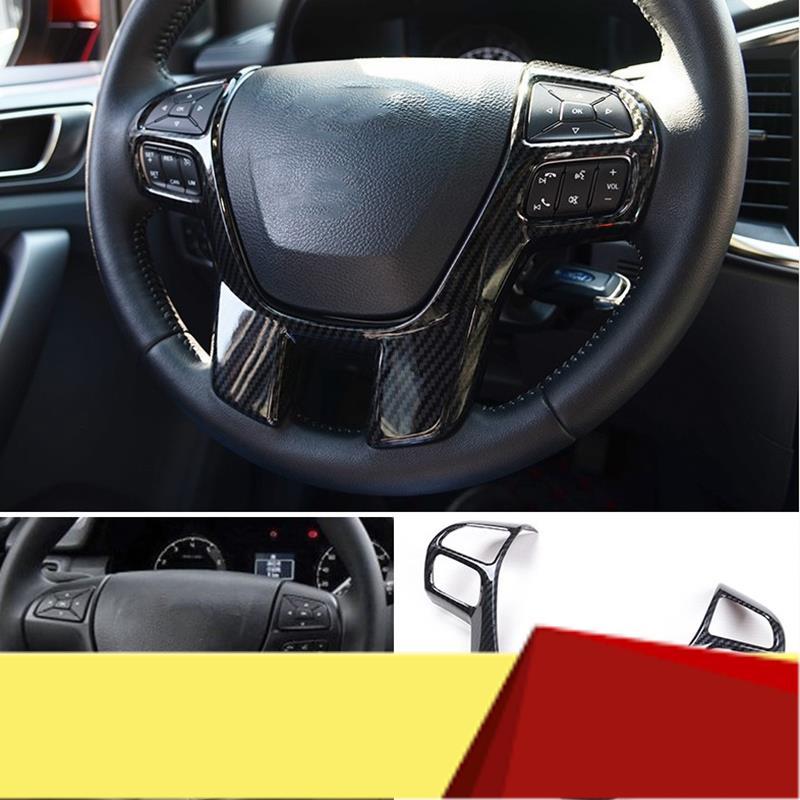 Carbon Fiber Steering Wheel Cover Trim Frame Decorator Sticker Car Accessories For Ford Ranger Everest Endeavour 2015+-M53K