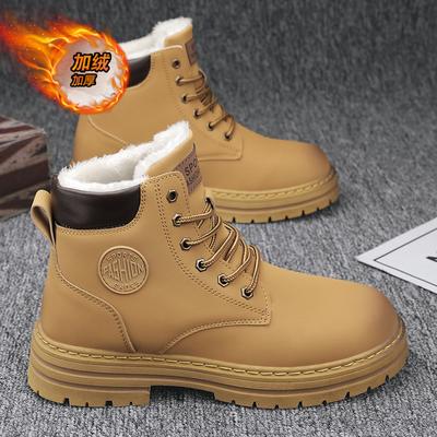 Herren Schneestiefel Winter Plüsch Warm Hoher Schaft Britischer Stil Knöchel Herrenstiefel Outdoor Dicksohlige Rutschfeste Arbeitsstiefel Botas De Hombre
