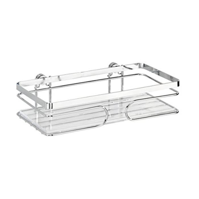 Etagère murale - WENKO - Premium - Acier inox brillant - Fixation sans perçage - Salle de bain
