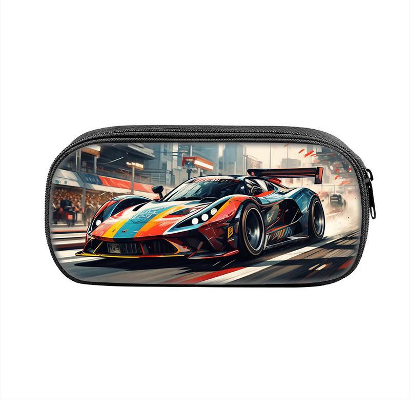 Coole Raceprint Potloodtas, Potlood en Schrijfwaren Tas voor Leerlingen van de Basisschool en Middelbare School, Opbergdoos, Potloodtas met Grote Capaciteit (as the picture,Racing pencil case)