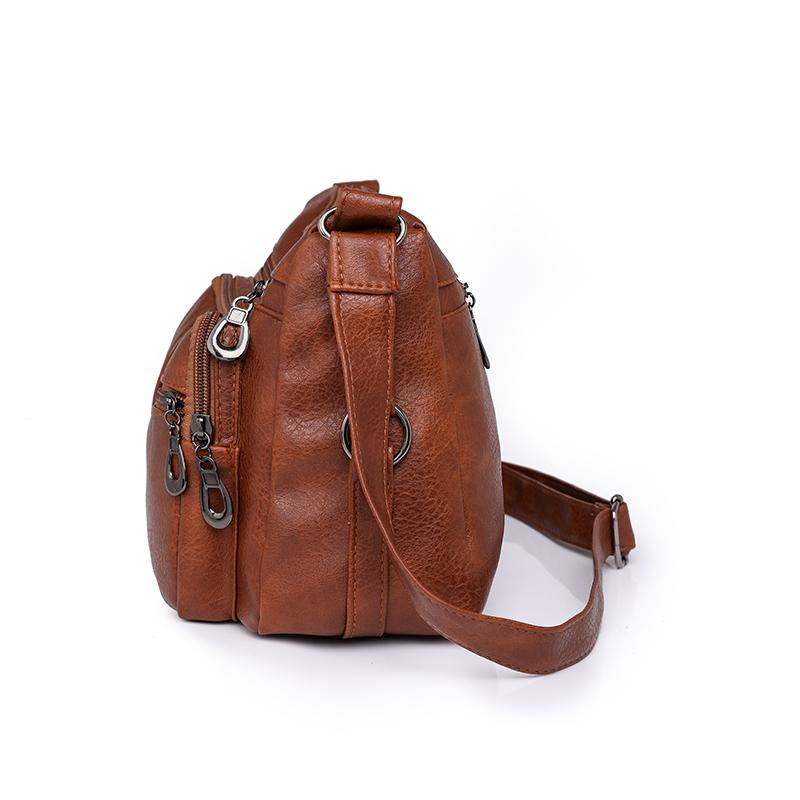 Retro Women's Shoulder Bag Solid Color Multi Pocket Storage for Middle-aged and Elderly Mothers Crossbody Bag Small Square Bag