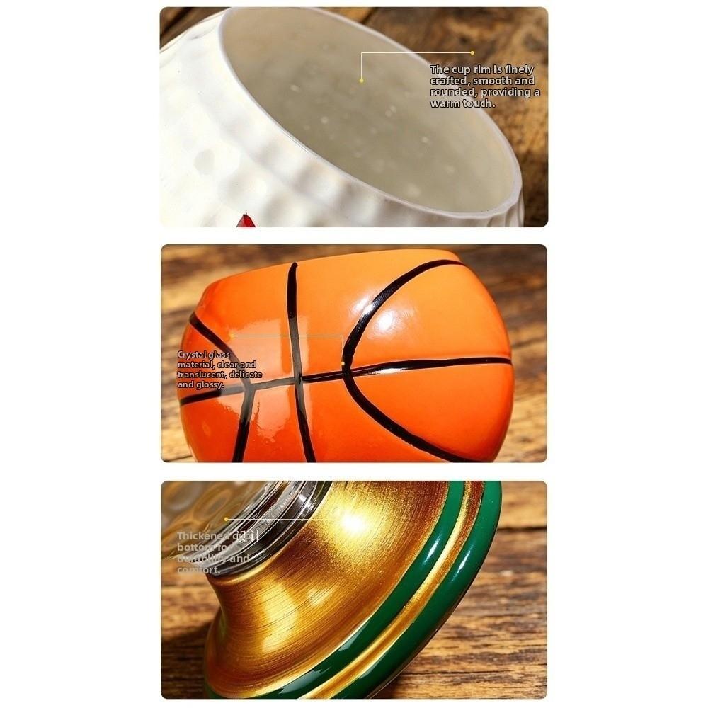 Hand Painted Spinning Sports Ball Whiskey Glass Rotating Base Cocktail Glass Mug  Game-day Party