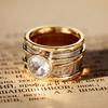 Huitan Noble Two Tone Ring for Women Inlaid Shining Round CZ Gorgeous Party Wedding Lady Finger Accessories Fashion Chic Jewelry
