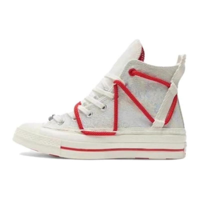 

Converse Chuck 70 Versatile Comfortable High-Top Canvas Shoes Unisex in Beige and Red 38