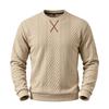 Men's Geometric Jacquard Textured Crew Neck Sweatshirt, Long Sleeve X Stitch Decor Casual Pullover Top for Daily Wear