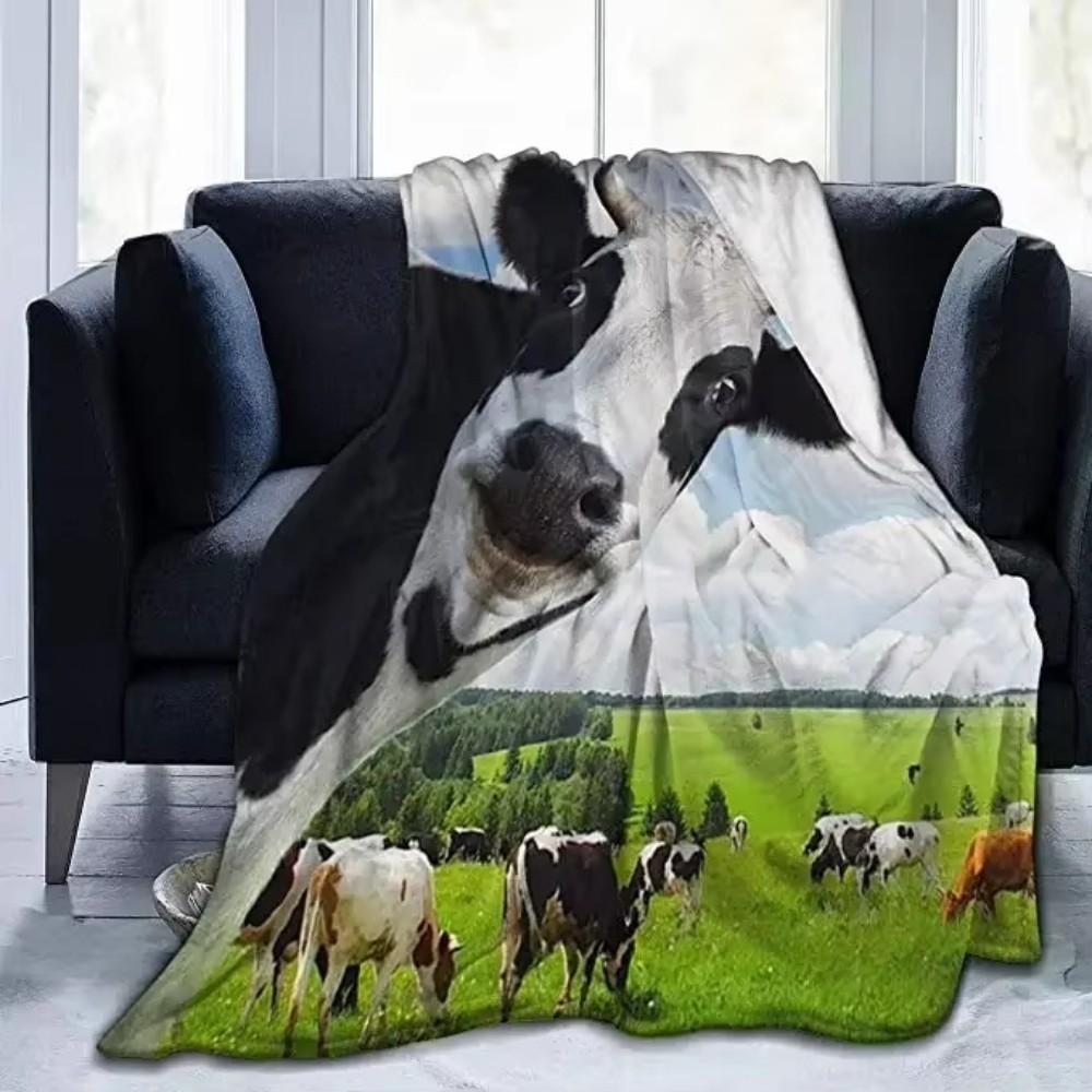 Ultra Soft Flannel Brown Cow Throw Blanket Highland Cattle Landscape Rustic Farmhouse All Season Warm Lightweight Cozy King Size