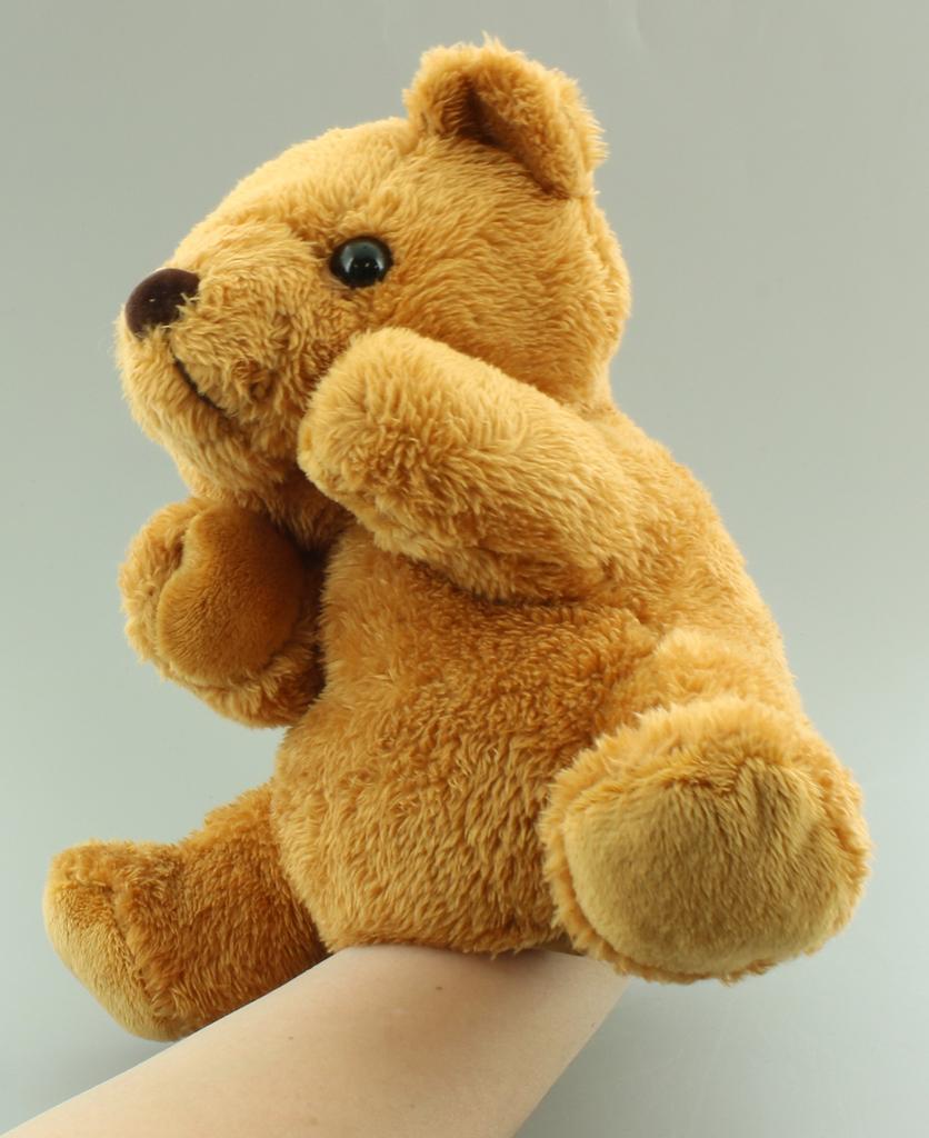 Takeoff Plush Hand Puppet Bear Brown