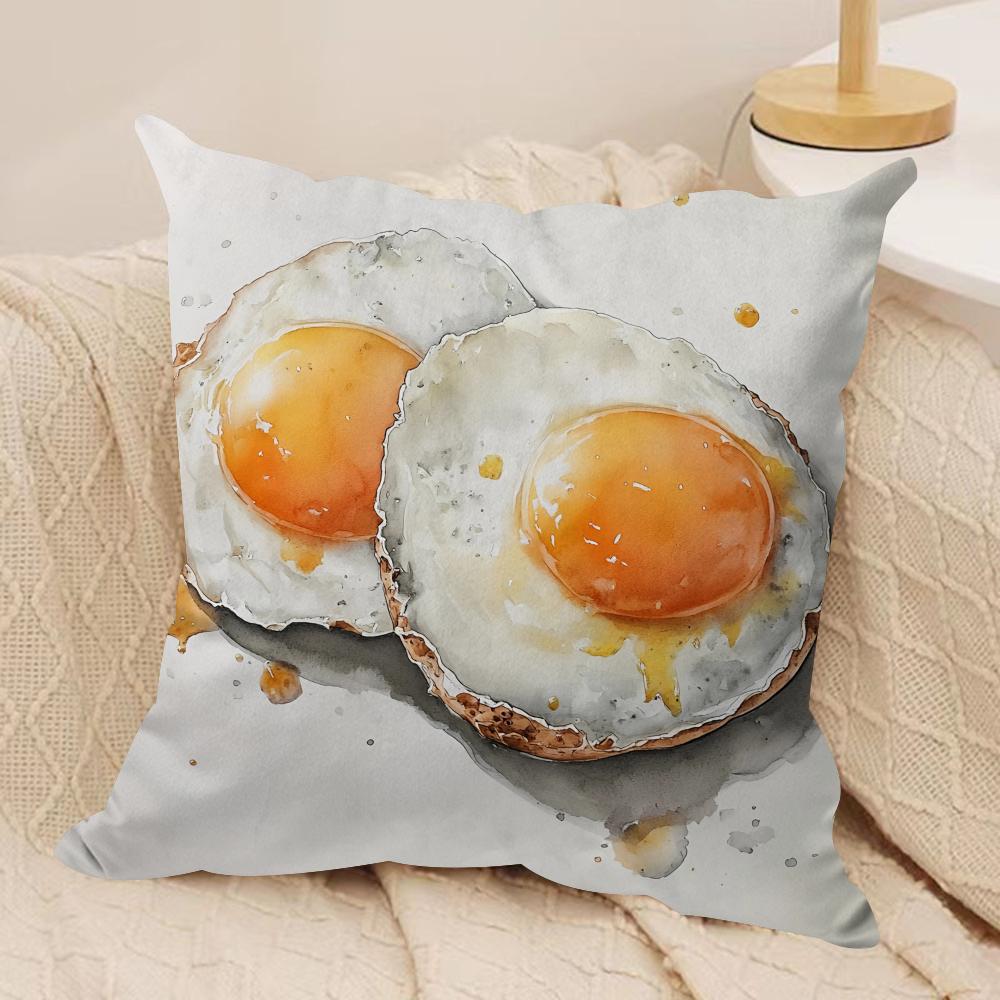 Funny Food Fried Egg Cushion Cover Short Plush Doublesided Print Square Throw Pillow Covers Sofa Home Cushion Decor