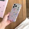 Cute Kawaii Purple Glitter Floral Phone Case For iPhone 17 16 15 14 Pro Max Pastel Flower Print Protective Cover for Girls