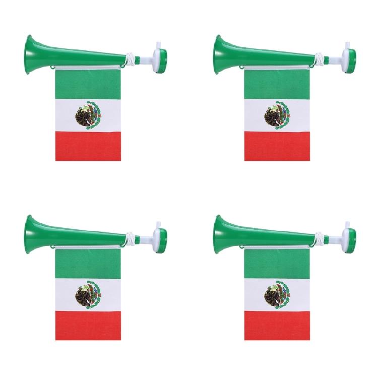 4Pcs/pack Festive Cheering Horns Soccer Event Flag Exciting Addition Toy for Sports Or Birthday Party Sports Game