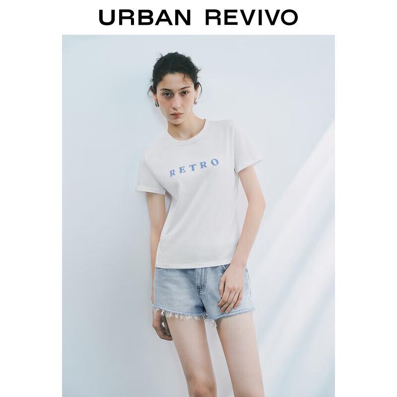 UR 2025 Autumn Contrast Letter Print Short Sleeve T-shirt XS