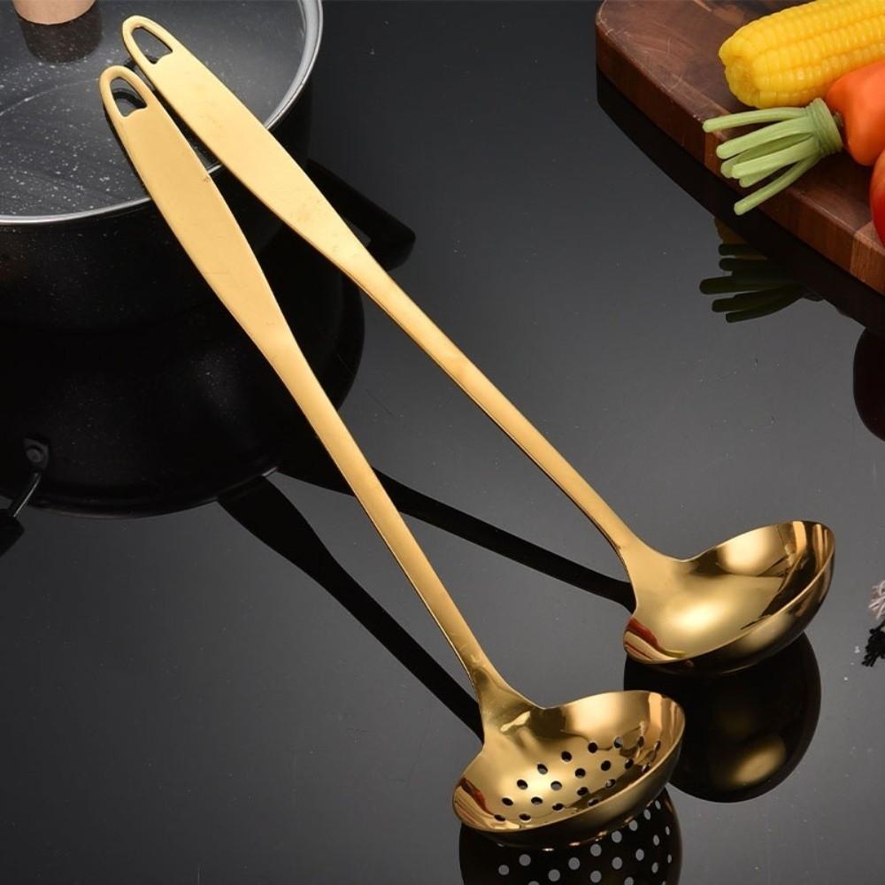 Anti Scald Soup Spoon Colander Long Handle Cooking Utensils Kitchen Tableware  Hotpot Serving