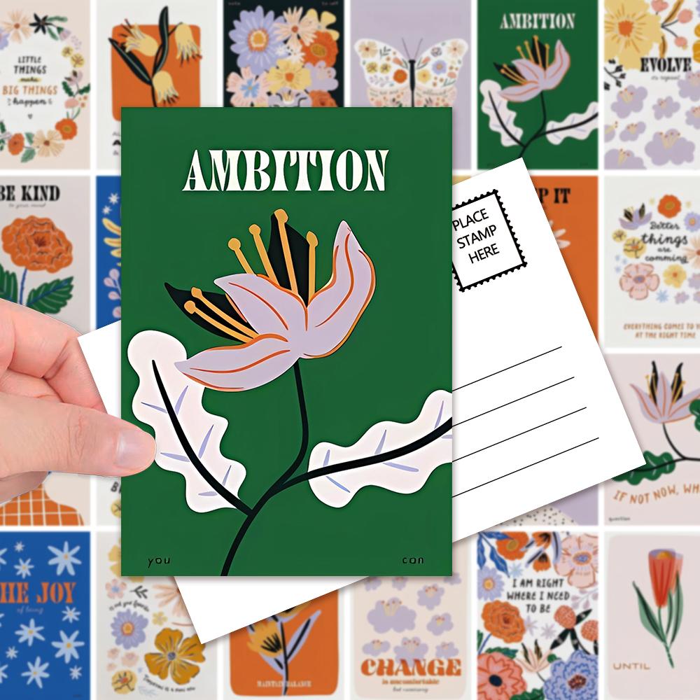 32pcs, Artistic Abstract Floral Postcards, Suitable for Birthday/anniversary Gifts, Collectible, Giftable, and Mailable.