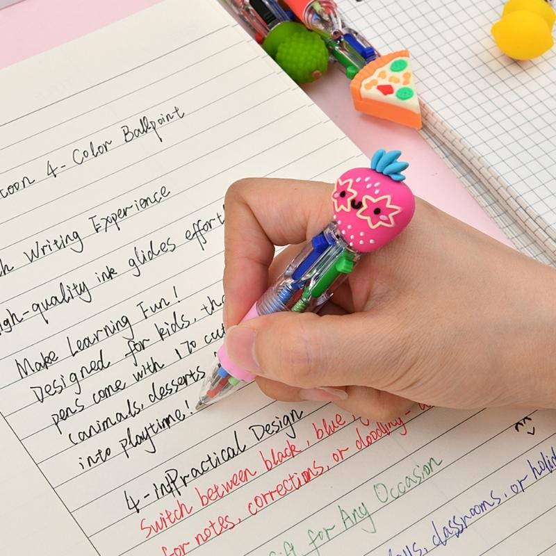 Multicolored Ballpoint Pen 4-Color-in-1 Writing Pens Retractable Ballpoint Pens for Note Taking Journaling
