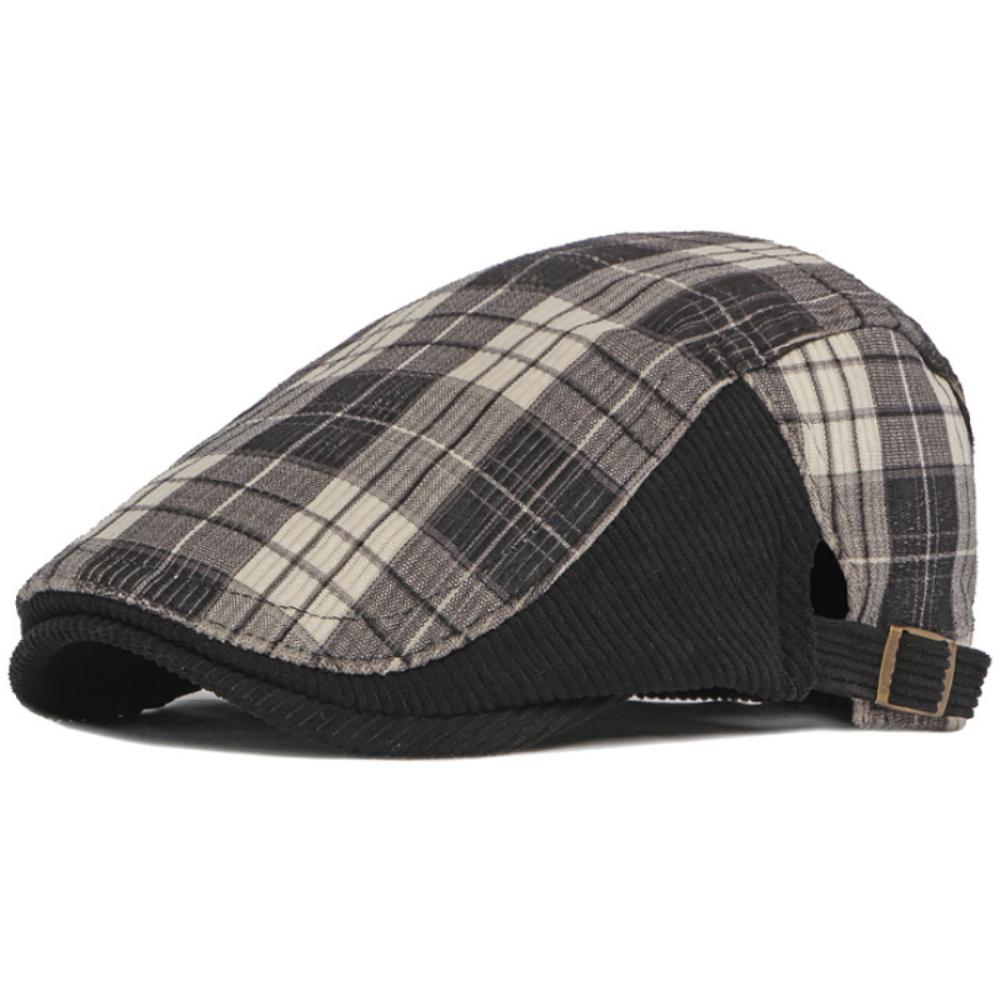 HT4952 Beret Cap Thick Warm Autumn Winter Hats for Men Women Artist Painter Plaid Beret Hat Male Female Ivy Flat Cap Mens Beret